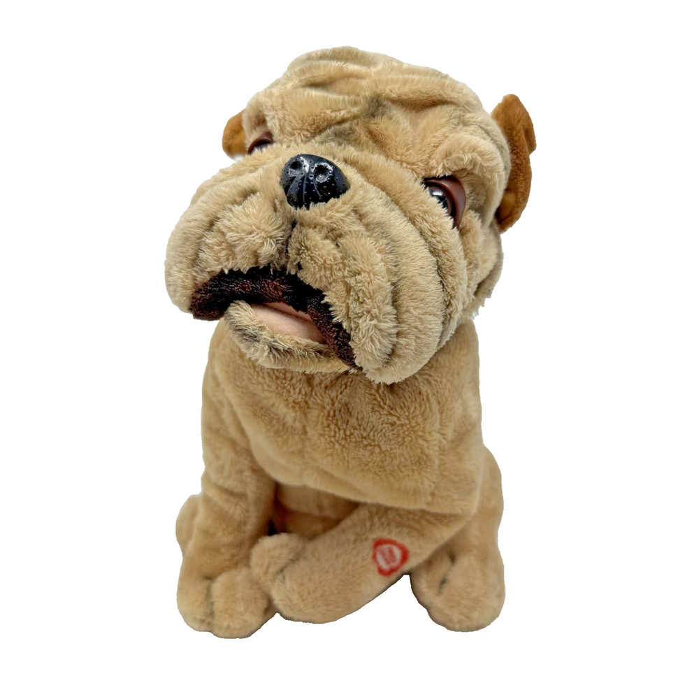 Vintage T L Toys Bulldog Shar Pei Bully Plush Stuffed Toy Works See Video!